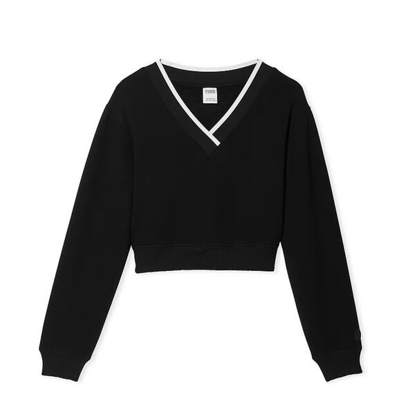 NWT PREMIUM FLEECE CROP V-NECK PULLOVER SZ XL - Picture 3 of 5